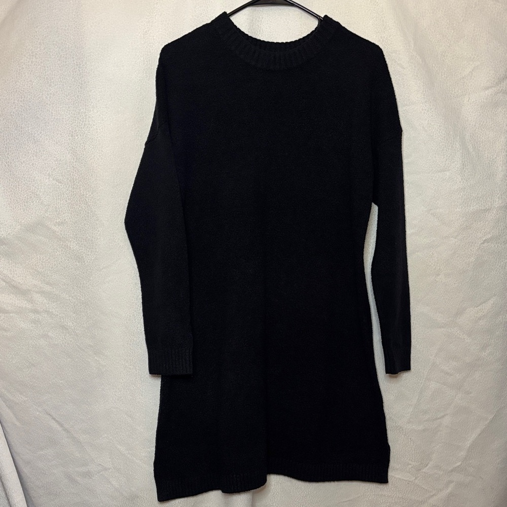 Lands’ End Black Sweater Dress | Size L (14–16) | Cozy Knit Midi